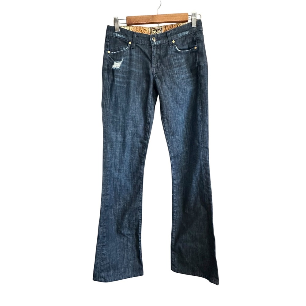 Richard and Skinny Dark Wash Bootcut Jeans Distressed Detail Size 24